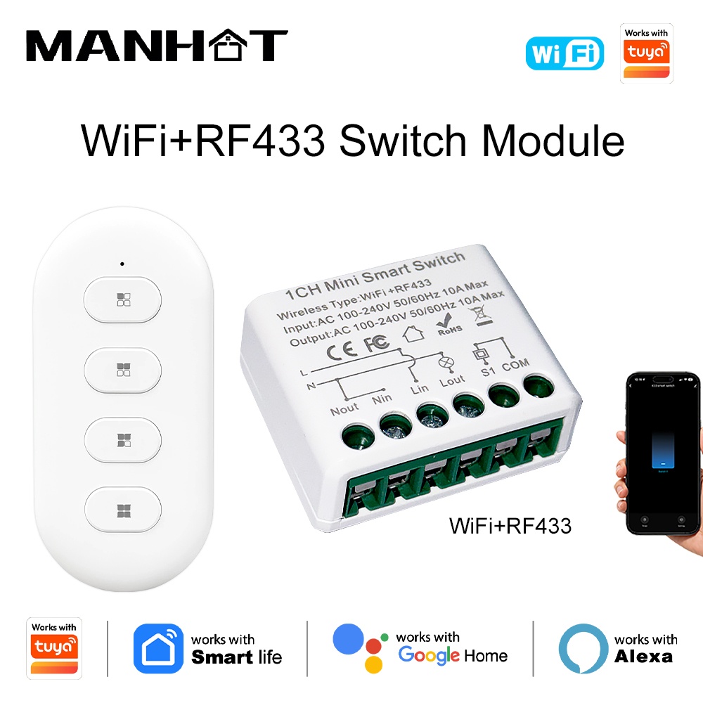 Smart Home Automation Diy - 투야 WIFI 10A 스마트 조명 스위치
