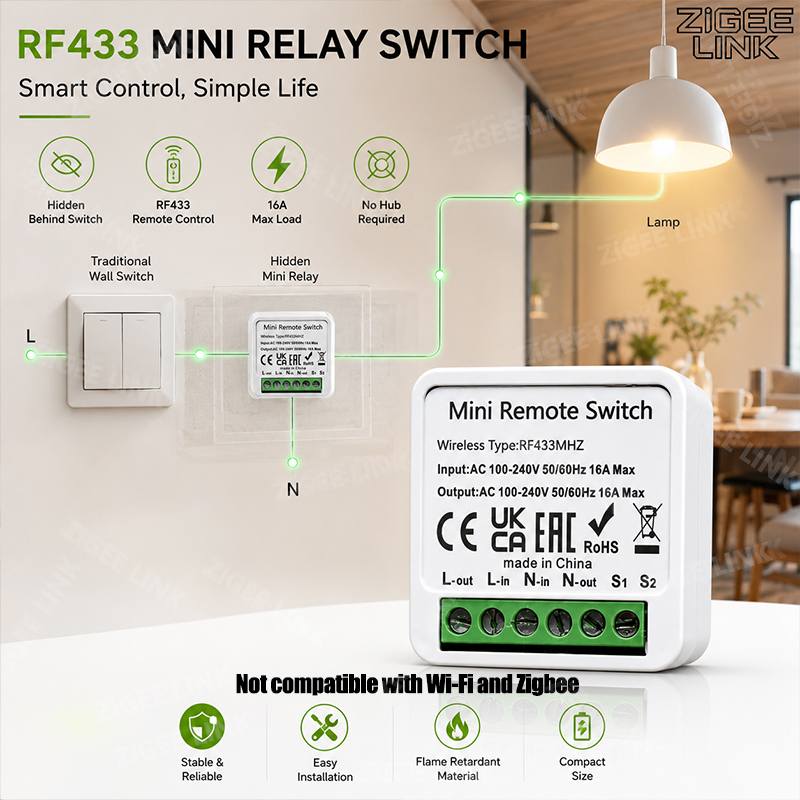 RF433MHz 16A 미니 스마트 릴레이 수신기 스위 - Home Automation Systems Diy 리뷰 및 가격